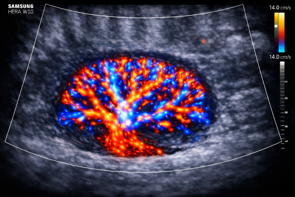 Ultrassonografia Doppler vascular em Tangará da Serra mostrando fluxo sanguíneo em alta precisão
